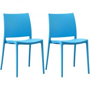 CLP Lot de 2 chaises de jardin Meton Bleu