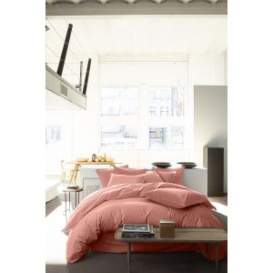 Baton Rouge - Housse de couette en percale de coton lavé rose poudré