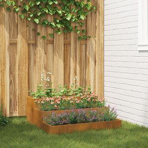 Jardinière 3 niveaux 90x90x35 cm en Acier Corten