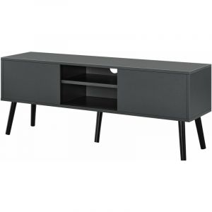 Meuble TV design support t&eacute;l&eacute; 120 cm gris fonc&eacute; noir 03_0005864