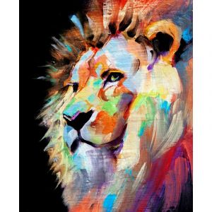 Tableau sur toile lion coloré 30x30 cm Multicolor