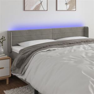 VidaXL Hoofdbord LED 163x16x78/88 cm fluweel lichtgrijs3123430