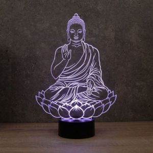 JNB Maker lampe de c vet veilleuse illusion Bouddha Fleur de Lotus pour cadeau anniversaire fête collection