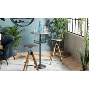 Image de House and Garden Table de Bar Ronde en Métal "Dona" 105cm Noir