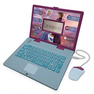 Lexibook La Reine des Neiges, Ordinateur &Eacute;ducatif Bilingue Fran&ccedil;aise/Anglais, Jouet Filles avec 124 Activit&eacute;s pour Apprendre, S'amuser et Jouer du Piano, Bleu/Violet, JC598FZi1