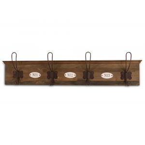 Décoration d'Autrefois Patère Portemanteau Bois 4 Accroches Marron 72x7.5x13cm