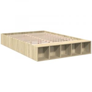 VidaXL Cadre de lit chêne sonoma 160x200 cm bois d'ingénierie, lit, lit double, lit de rangement, sommier, meubles de chambre, cadre de lit double