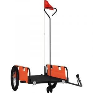 VidaXL Remorque de vélo orange et noir tissu oxford et fer