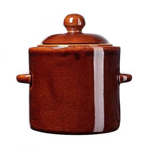 Pot en grès, en céramique dense, avec couvercle, passe au lave-vaisselle, fait à la main, pour concombres et choucroute, 1,8 l - Kadax