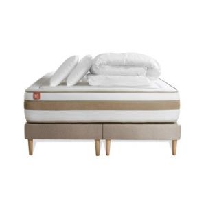 Pack pr&ecirc;t &agrave; dormir matelas LE RAFFIN&Eacute; 160x200cm Ressorts ensac s + M&eacute;moire de forme BioVisco + double sommiers Beige