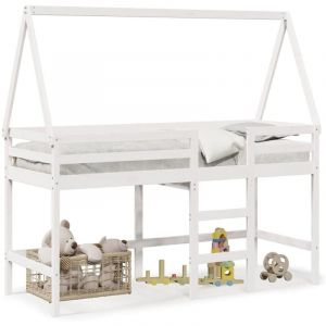 VidaXL Lit superposé et échelle et toit blanc 80x200cm bois pin massif, lit intermédiaire, lit mezzanine avec échelle, lit mezzanine pour enfants