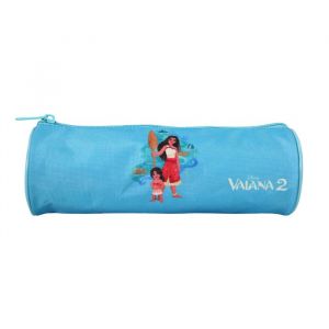 Bagtrotter - Vaiana - Disney - Trousse Scolaire Ronde - Bleu - 1 Compartiment Zippé - 22x7x7cm - Matière Polyester -...
