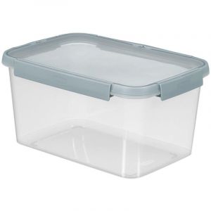 Curver R&eacute;cipient alimentaire mod&egrave;le rectangulaire 5L, transparent avec couvercle bleu-gris, id&eacute;al pour conserver les aliments frais dede mani&egrave;re