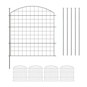 Relaxdays Barri&egrave;re de jardin cl&ocirc;ture m&eacute;tallique piquets &agrave; planter 5 &eacute;l&eacute;ments chacun H x L : 78 x 75 cm noire