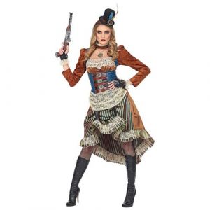 Image de Déguisement Steampunk Cowgirl Robe Dentelle Femme S Marron 008071 W Widmann Milano Party Fashion S 008071 W WIDMANN MILANO Party Fashion