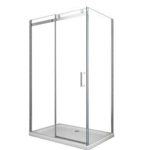 Douche de 8 mm H.190 avec un paroi fixe et une porte coulissante 90 fixe x 180 coulissante