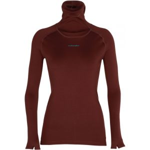 Icebreaker Merino LS Roll Neck Women, marron M Hauts thermiques ski