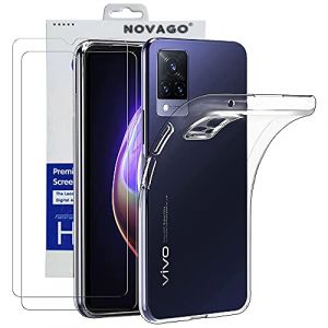 Novago Compatible avec Vivo V21 5G -Pack Complet- Coque Résistante Transparente + 2 Films Protection écran Verre trempé