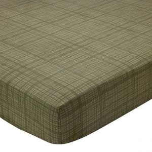 Drap housse polycoton FLOW BLEU - vert kaki