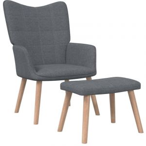 VidaXL Chaise de relaxation et tabouret 62x68,5x96 cm Gris fonc? Tissu