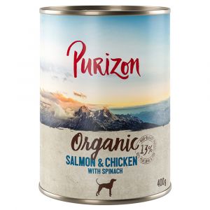 Purizon Organic Bio 6 x 400 g - saumon, poulet & &eacute;pinards