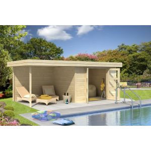 Abri bois Chatel 5 avec extension-28mm -Surface HORS TOUT 18.44M2