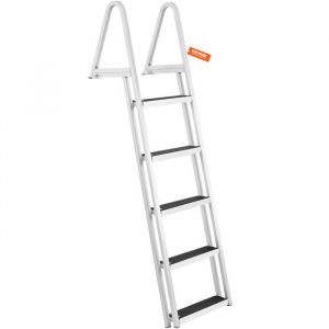 Échelle de Quai-VEVOR-Rétractable 5 Marches-Échelle de Ponton en Alliage Daluminium-Charge 1587 kg-PiscineEmbarquement Marin