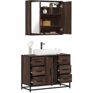 VidaXL Ensemble de meubles de salle de bain 2 pcs Chêne marron