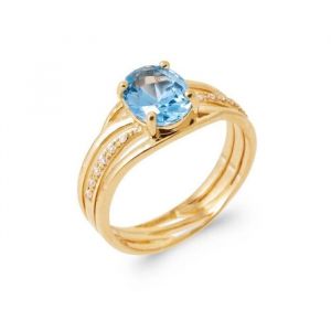 Bague - Bijoux - Empierr&eacute;e - Cristal Zirconium - Plaqu&eacute; Or 18 Carats - Taille 50