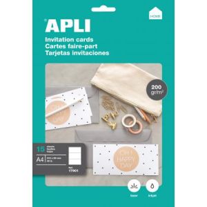 APLI 17901 - 45 cartes de correspondance lisses blanches 200 g/m², format 210 x 99 mm (15 feuilles / cdt)