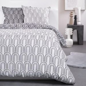 Today Parure De Lit Double Réversible "Sunshine" En Coton Imprimé D'arcs - Blanc - 240 X 260 Cm