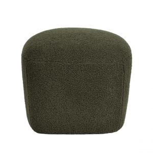 Pouf en bouclette épaisse vert Lana