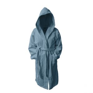Peignoir à Capuche en Coton 470 gm² TERTIO - Bleu Orage