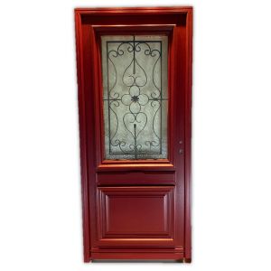 Porte d'entree Bois vitree, Canada Rouge RAL3004, H,215xl,90 p, gauche Cotes Tableau