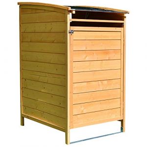 Melko - Habillage de poubelle boîte simple 120 litres de bois 73 x 85 x 127 cm, mur du fond inclus