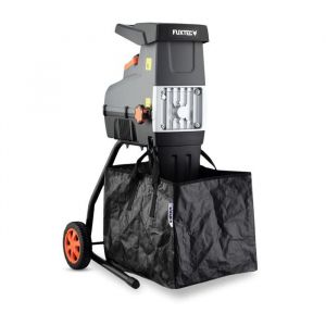 Fuxtec Broyeur de végétaux électrique FX-EGH2800T – 2800W – Silencieux 92dB – Branches Ø44mm – Bac toile 60L – Marche arrière