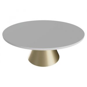 Artù Brass - Table de salle à manger ronde ⌀ 120 cm en bois stratifié avec base conique en métal-Blanc