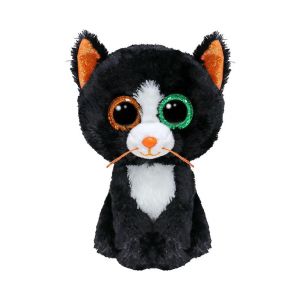 Ty Beanie Boos - Lune Le Chaton Noir avec Yeux Oranges et Verts Grands et Paillet&eacute;s, Peluche aux Yeux Grands Brillant - 15 cm - T37388
