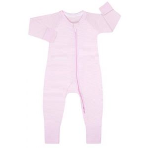 DIM 0A0I Baby Pyjama Côtelé, Rayé Rose Layette/Blanc, 1 Mois Mixte Bébé