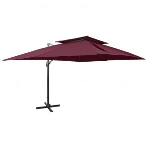 VidaXL Parasol déporté à double toit Rouge bordeaux 400x300 cm