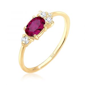 Elli PREMIUM - Elli PREMIUM Bague Femmes Fiançailles avec Rubis Synthétique et Cristaux de Zirco 1 unité