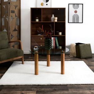 The home deco factory Table basse ronde en verre tremp&eacute;