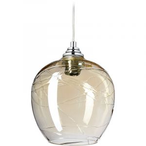 Relaxdays Lampe à suspension, luminaire de plafond, abat-jour en verre, HxD: 130x22 cm, E27, chambre et salon, champagne