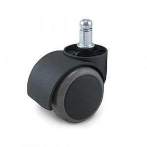 Waytex 78151 Roulette avec revêtement caoutchouc pour Fauteuil de bureau Universelles Diamètre 50 mm pour Sol dur Couleur Noir/Gris