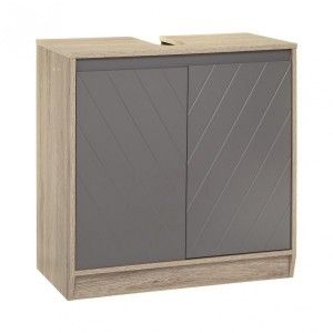 Image de Meuble Sous Lavabo "Elda" 60cm Naturel & Gris Prix