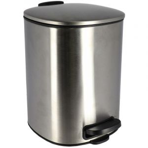 Tendance Poubelle carrée à pédale 5L en métal Chrome avec couvercle frein de chute