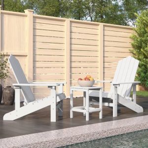 VidaXL Chaises de jardin Adirondack avec table PEHD Blanc