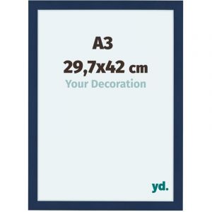 Cadre Photo 29.7x42cm A3 Bleu Foncé Patiné mdf Como. - Bleu Foncé Essuyé
