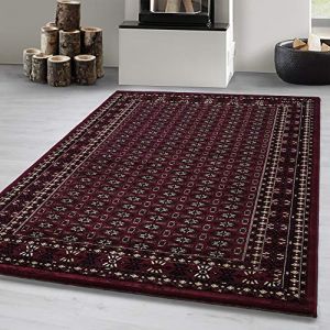 Carpetsale24 Tapis à Poil Court Rouge - Tapis Oriental avec Motifs Classiques 160x230 cm