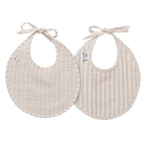 BB & Co Lot de 2 bavoirs naissance ray&eacute; BEIGE